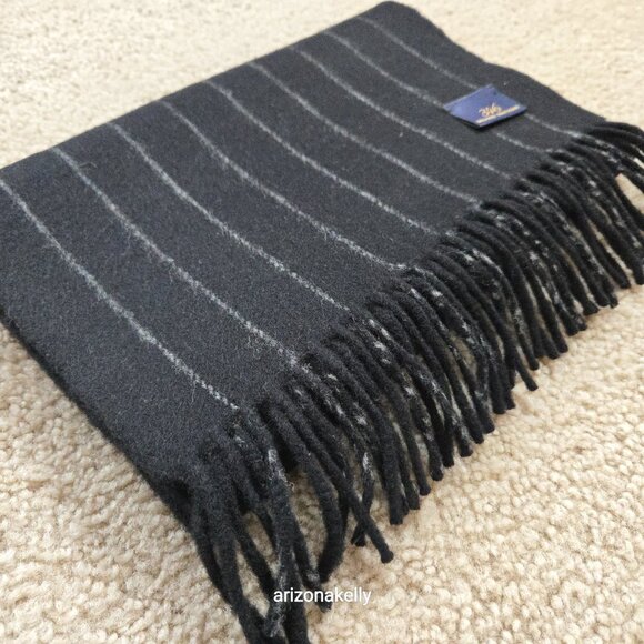 Brooks Brothers 346 Lambswool Black Pinstripe Scarf - Picture 9 of 10
